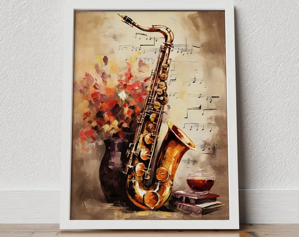 Vintage Saxophone Poster, Retro Jazz Music Decor