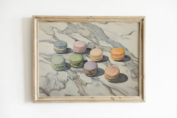 French Macaron Print, Pastel Kitchen Decor
