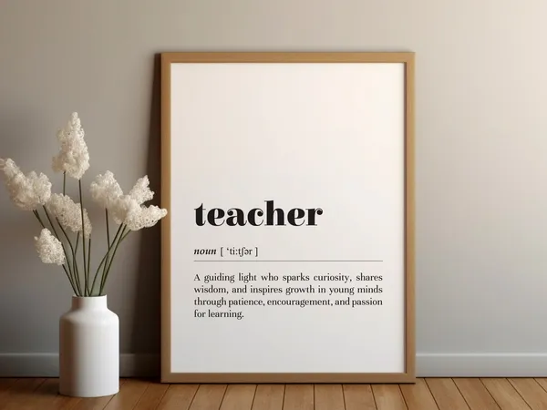 Teacher Definition Poster Print, Classroom Office Decor