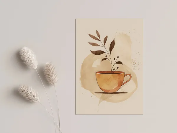Scandinavian Coffee Cup Poster, Minimalist Kitchen Art