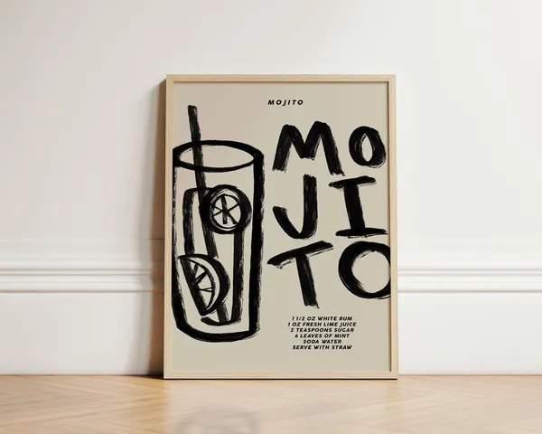 Mojito Retro Cocktail Art Print for Kitchen Decor