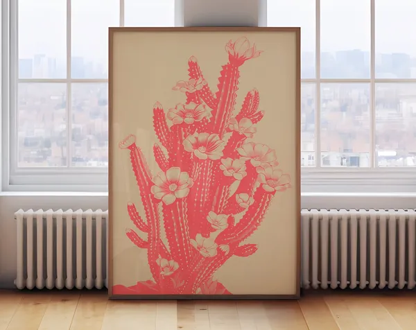 Cactus Bloom Art Print, Floral Desert Decor