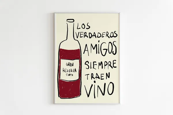 Real Friends Bring Wine, Mid-Century Art Print