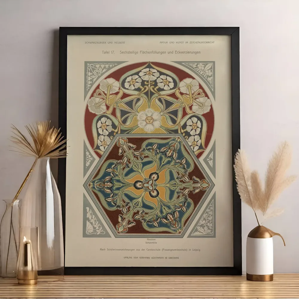 Art Nouveau Mandalas, Neutral Bohemian Art Print
