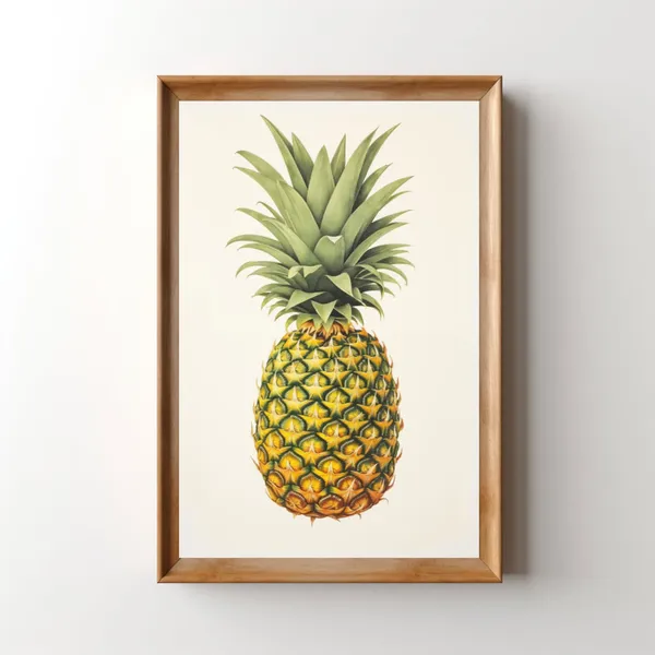 Vintage Pineapple Poster, Retro Tropical Kitchen Art