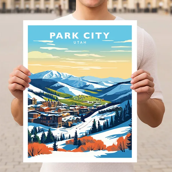 Park City Utah Travel Poster, Mountain Destination
