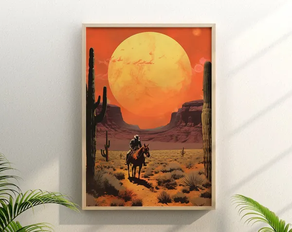 The Long Run Western Retro Cowboy Art Print