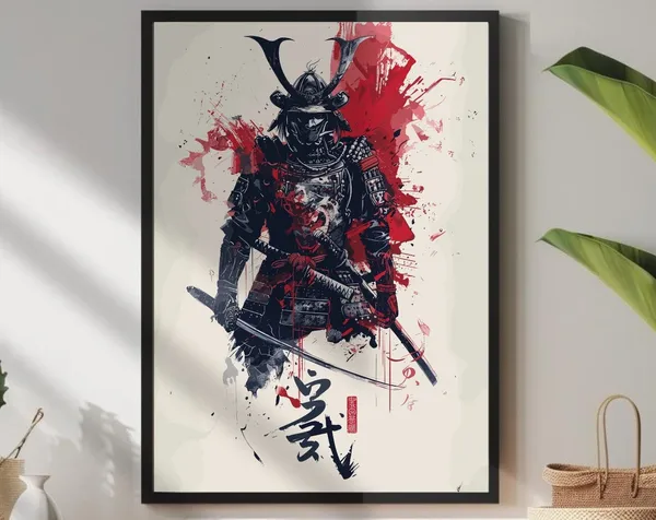Samurai Poster, Japanese Warrior Art Print
