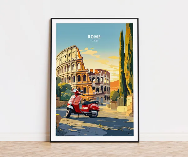 Rome Italy Travel Poster, Colosseum Travel Poster