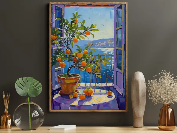 Matisse-Inspired Botanical Balcony Art Poster