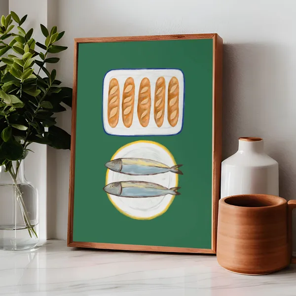 Jesus Feeds 5,000 Bible Verse Art Print, Modern Christian