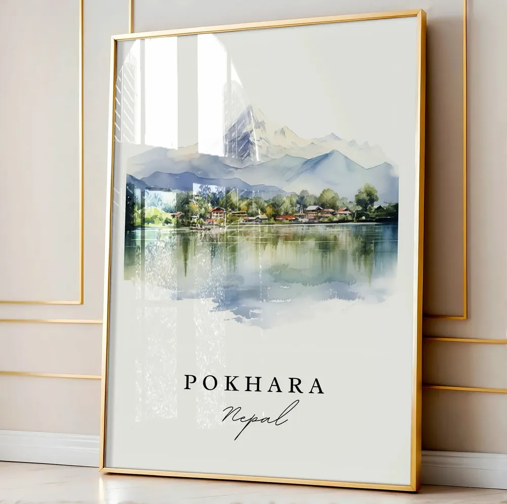 Pokhara Nepal Travel Poster, Personalized Wall Art - Image 4