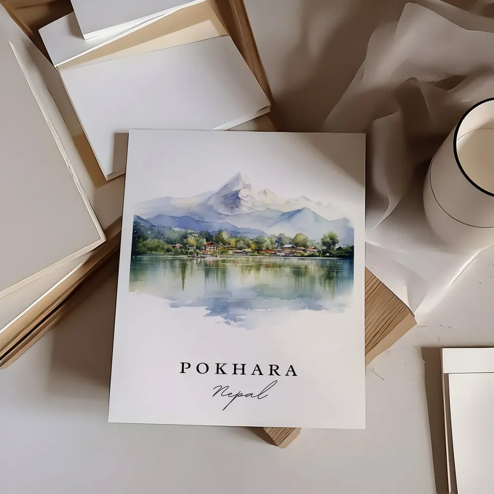Pokhara Nepal Travel Poster, Personalized Wall Art - Image 6