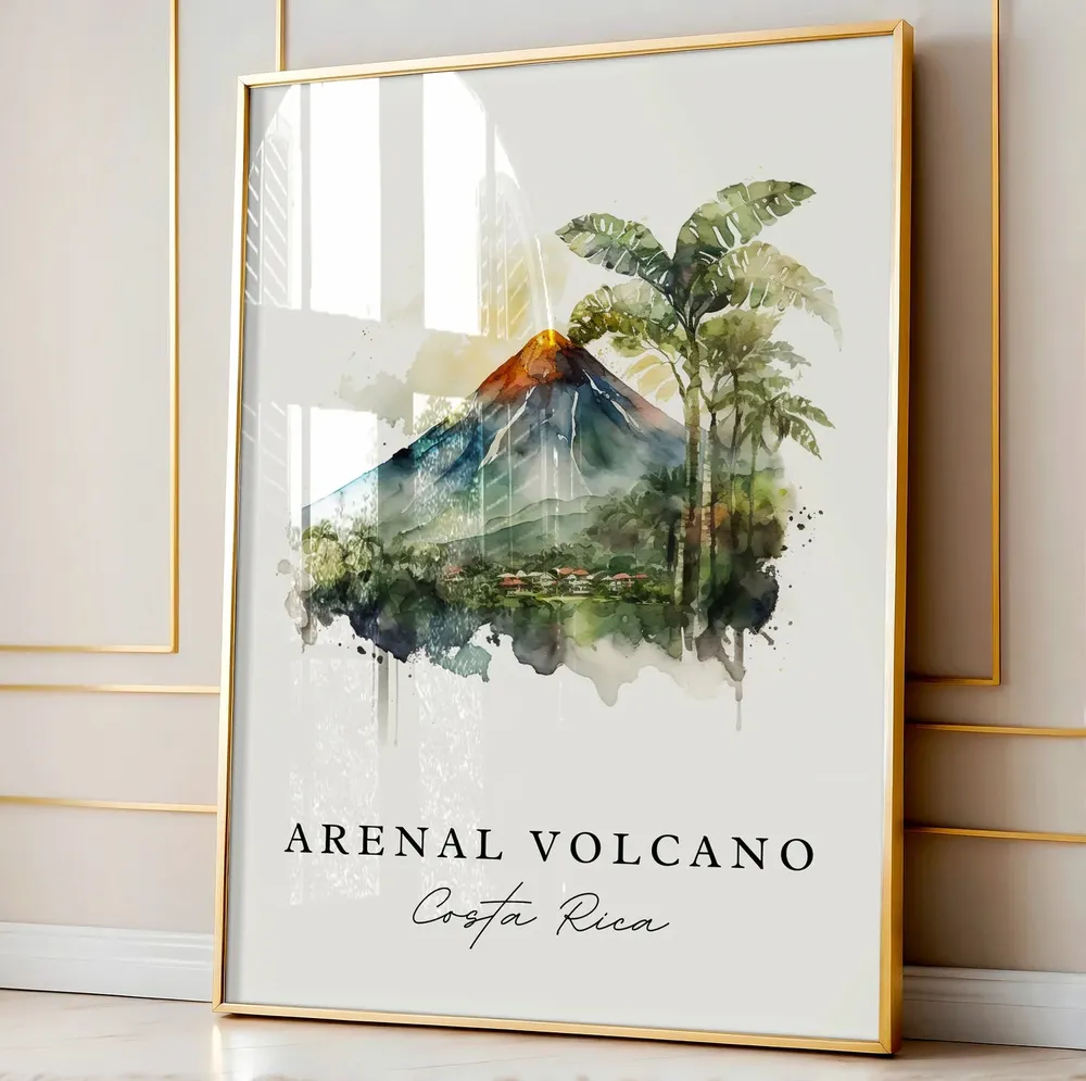 Arenal Volcano Traditional Travel Poster, Costa Rica - Image 2