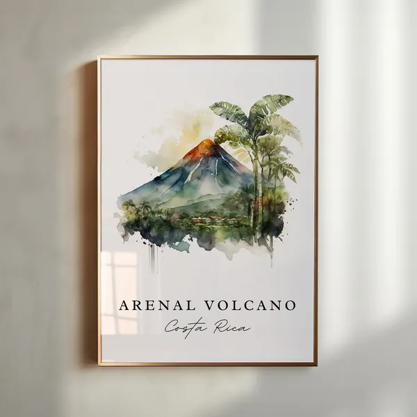 Arenal Volcano Traditional Travel Poster, Costa Rica