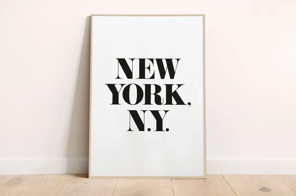 New York Typography Poster Print, Black White