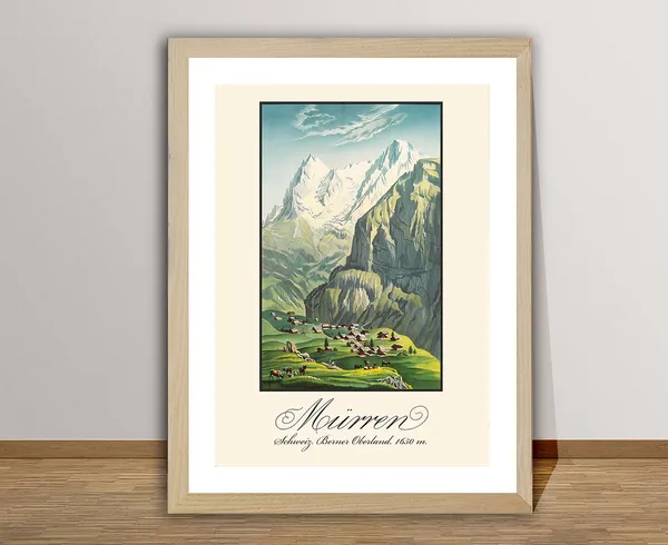 Mrren Schweiz Berner Oberland Vintage Travel Poster