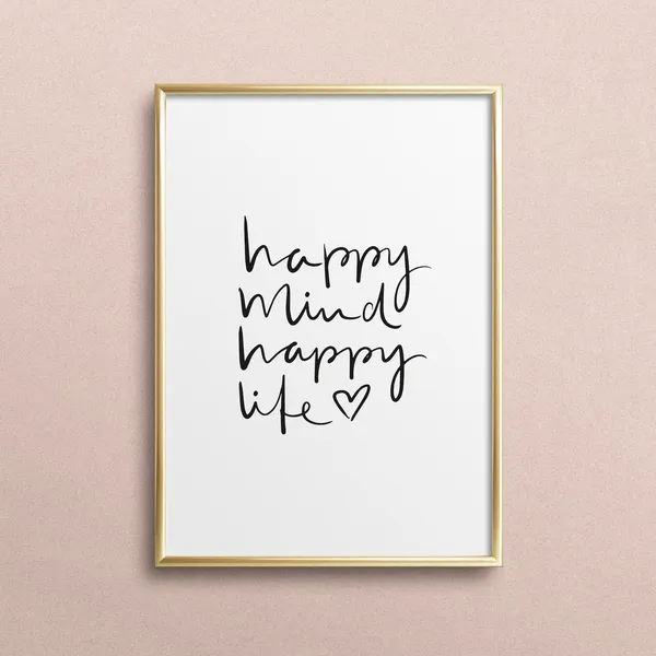 Happy Mind Happy Life Typography Art Print