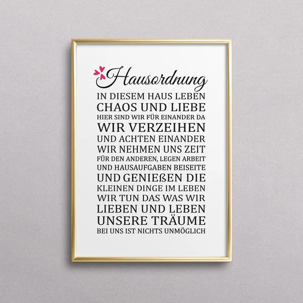 Hausordnung German House Rules Typography Art Print