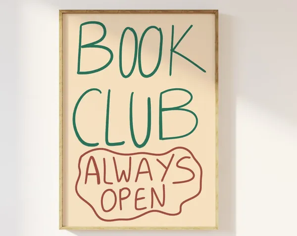 Book Club Always Open Retro Typography Art Print