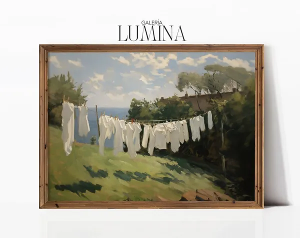 Hanging The Laundry, Vintage Farmhouse Art Print