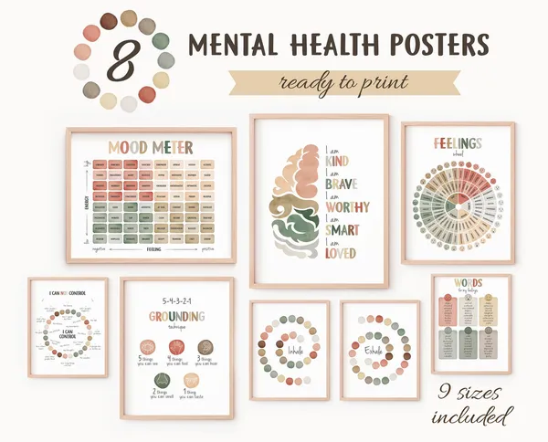 Mental Health Therapy Office Decor Posters Bundle