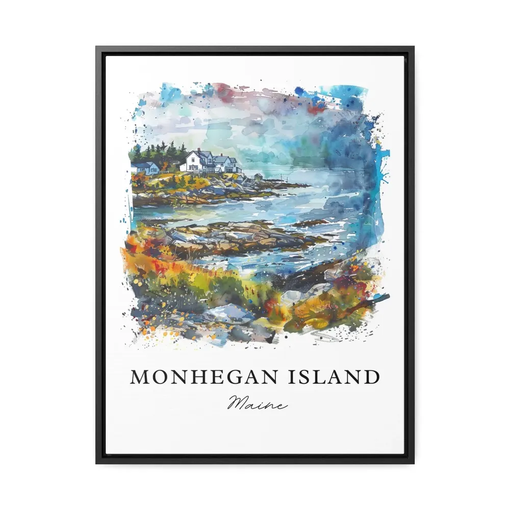 Monhegan Island Watercolor Travel Poster, Maine - Image 3