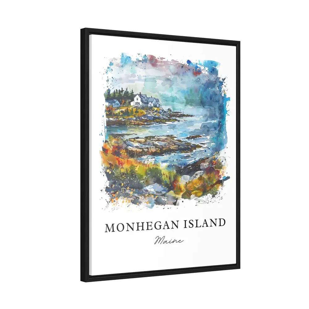 Monhegan Island Watercolor Travel Poster, Maine - Image 2