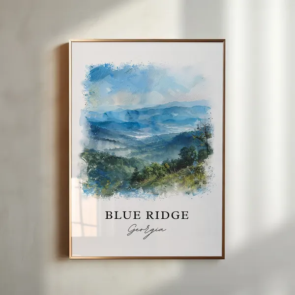 Blue Ridge Georgia Watercolor Travel Poster