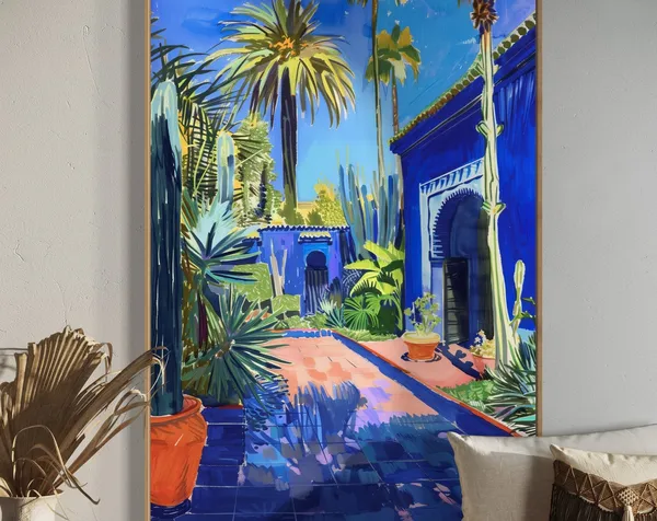 Marrakech Retreat Palm Tree Art Print, Morocco