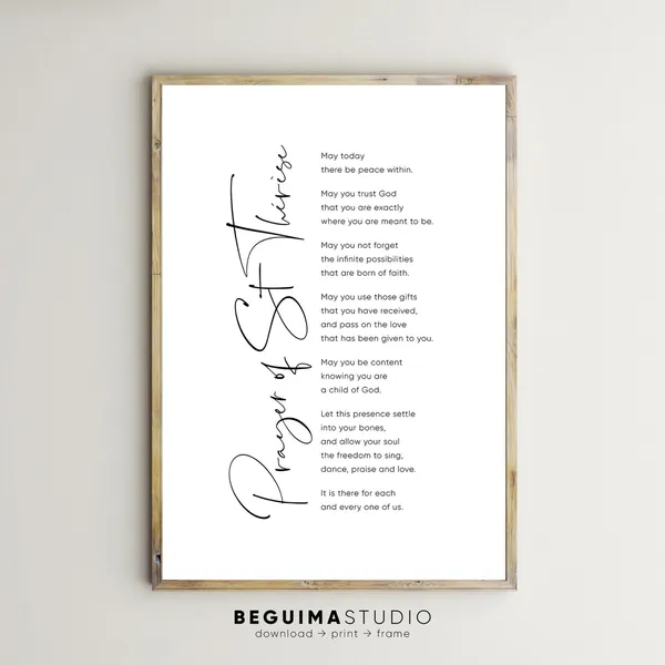 Prayer Of Saint Therese Christian Prayer Art Print