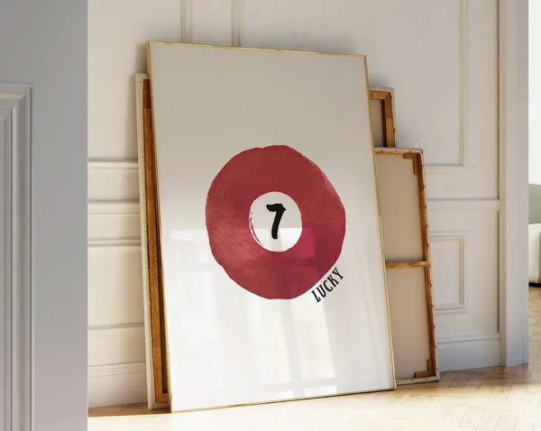 Vintage Pool Ball Retro Watercolor Art Print
