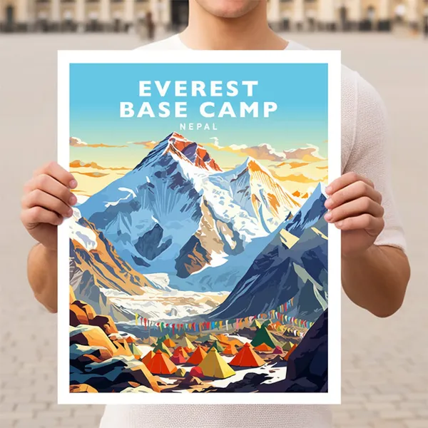 Everest Base Camp Nepal Travel Poster Print
