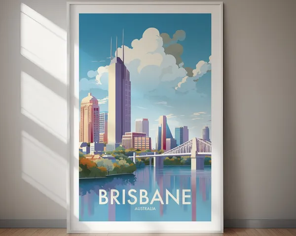 Brisbane Travel Poster, Australia Wall Art