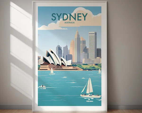 Sydney Australia Travel Poster, Wall Art Print