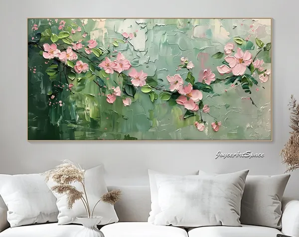 Spring Blossoms Oil-Painting Art Print, Floral Abstract
