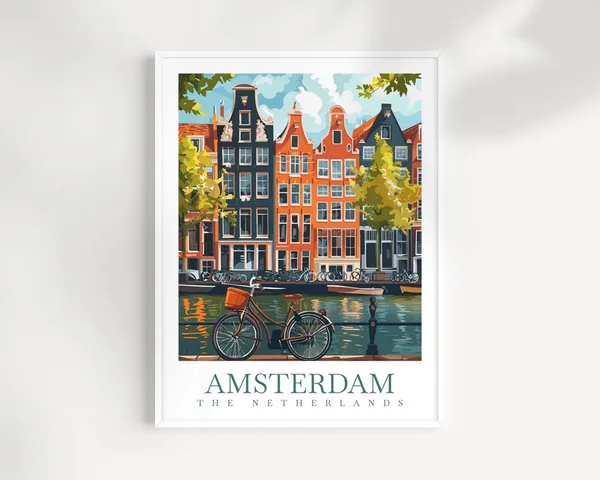 Amsterdam Travel Poster, Netherlands Decor
