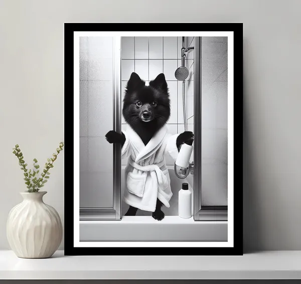 Schipperke Bathroom Humor Art Print, Funny Decor