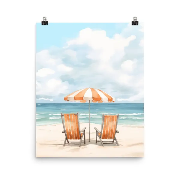 Pensacola Watercolor Travel Poster, Florida Seaside