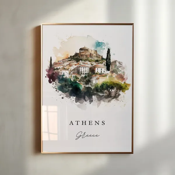 Athens Greece Travel Poster, Custom Text Personalized