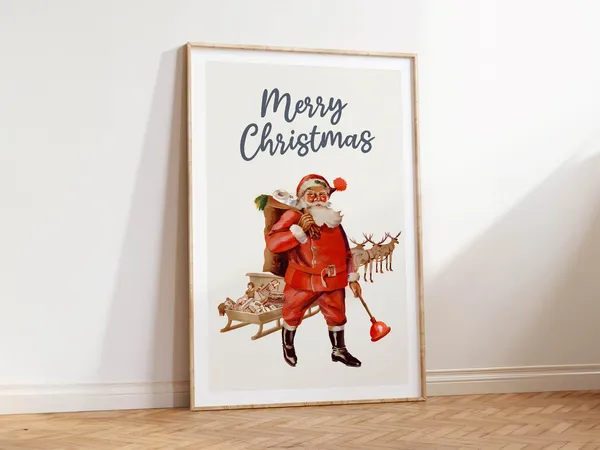 Santa Print, Vintage Style Christmas Humor Poster