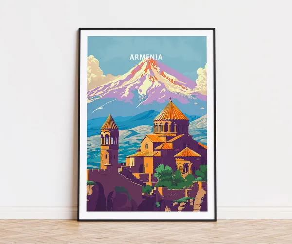 Armenia Travel Poster, Geghard Monastery Art Print