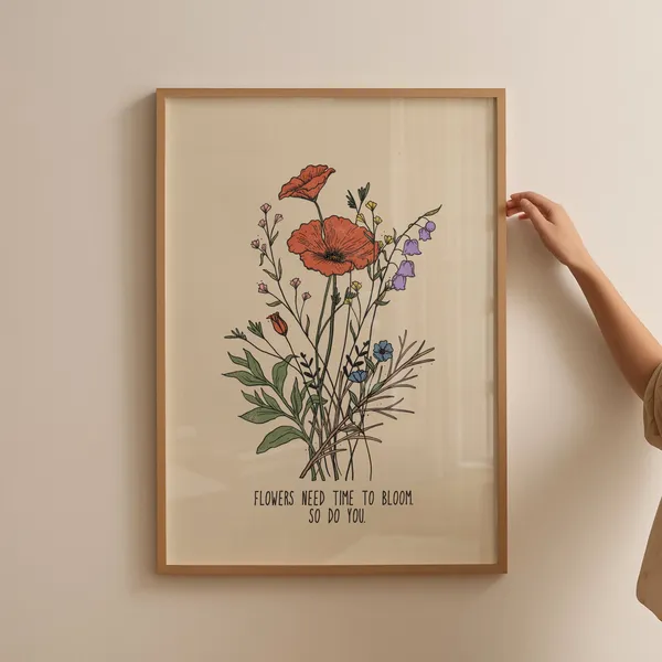 Hippie Flower Quote Retro Poster, Positive Decor