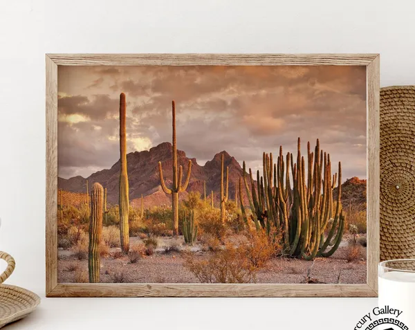 Vintage Desert Landscape Art Print, Southwestern Decor