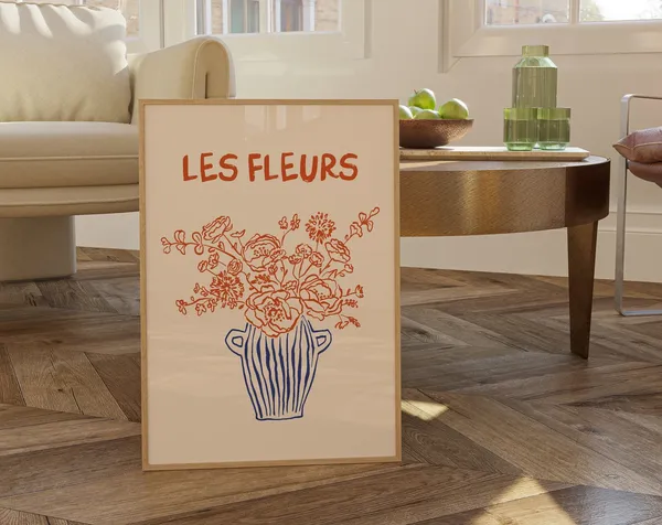Les Fleurs Floral Botanical Fine Line Art Print