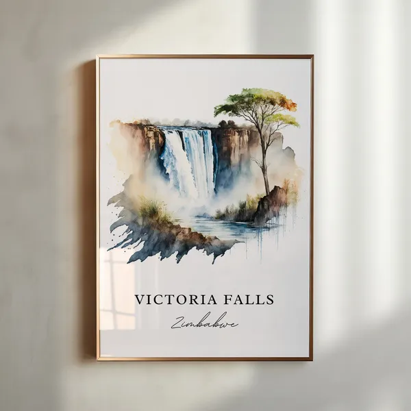 Victoria Falls Zambia Personalized Travel Poster