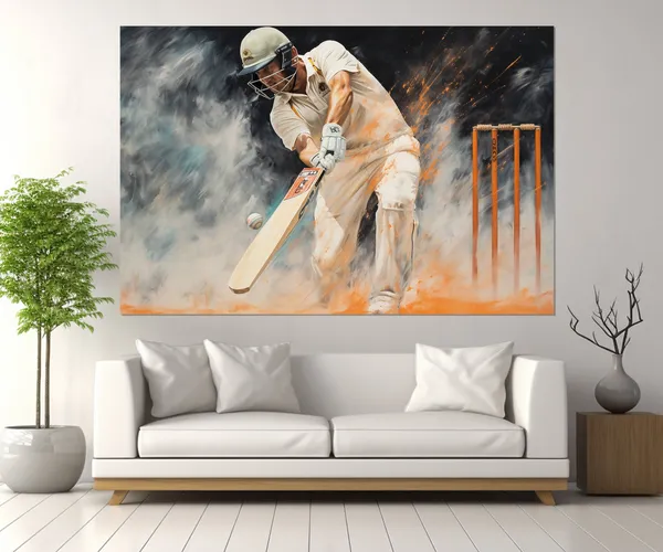 Cricket Abstract Art Print, Cricket Player Gift