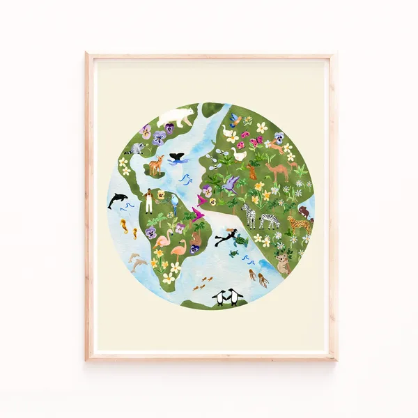 Earth Art Print, Botanical Nursery Wall Art