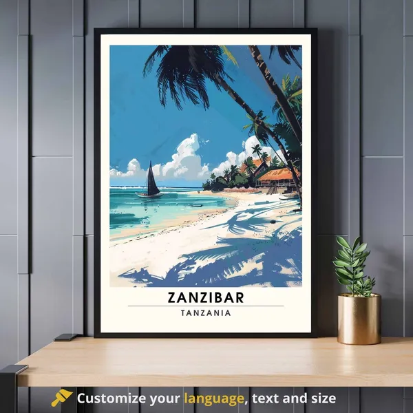 Zanzibar Beach Escape Travel Poster, Exotic Beaches