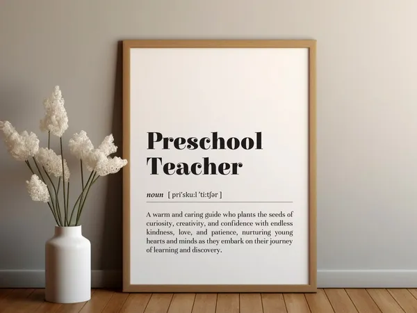 Preschool Teacher Definition Art Print, Classroom Decor